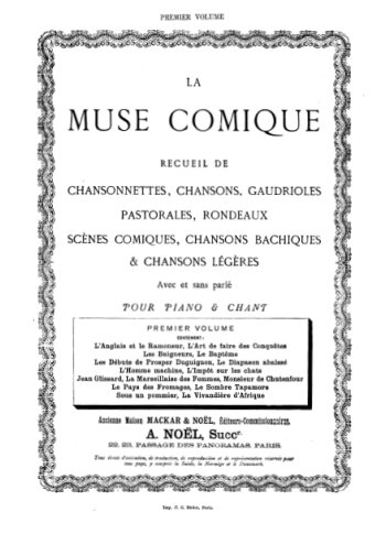 La muse comique, recueil de chansonnettes